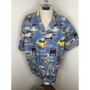 Matt Rider Dragster Racing Hawaiian shirt Men's L Hot Wheels Tom McEwen Blue Max